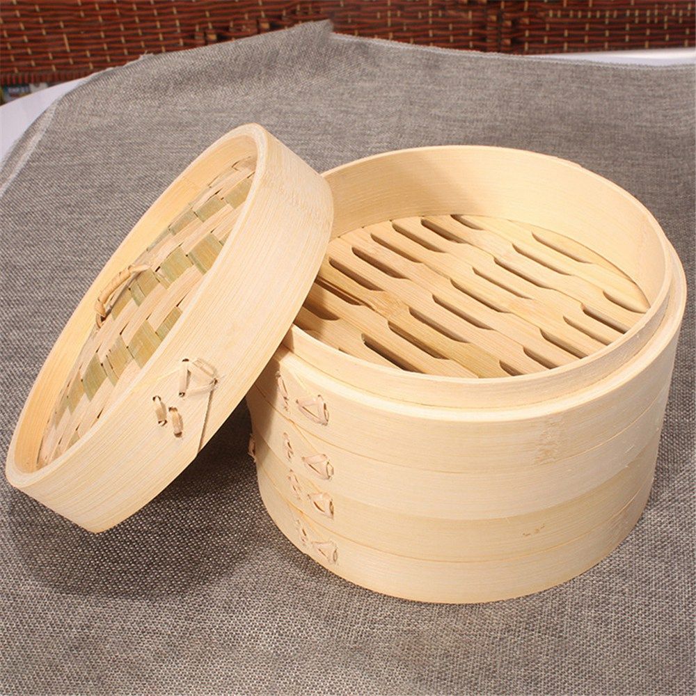 Steamer Bamboo Set - Çin Sebzeleri Bambu Mutfak Örtüsü Aparatı
