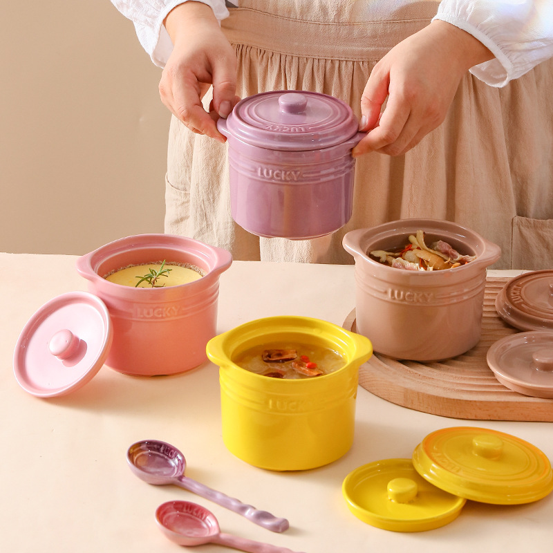 Home Cooking Help - Çift Kapaklı Seramik Kase, Kuş Yuvası