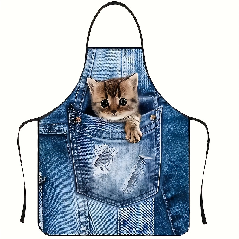 Home Cooking For Cats - 1 adet Sevimli Denim Mavi Cep
