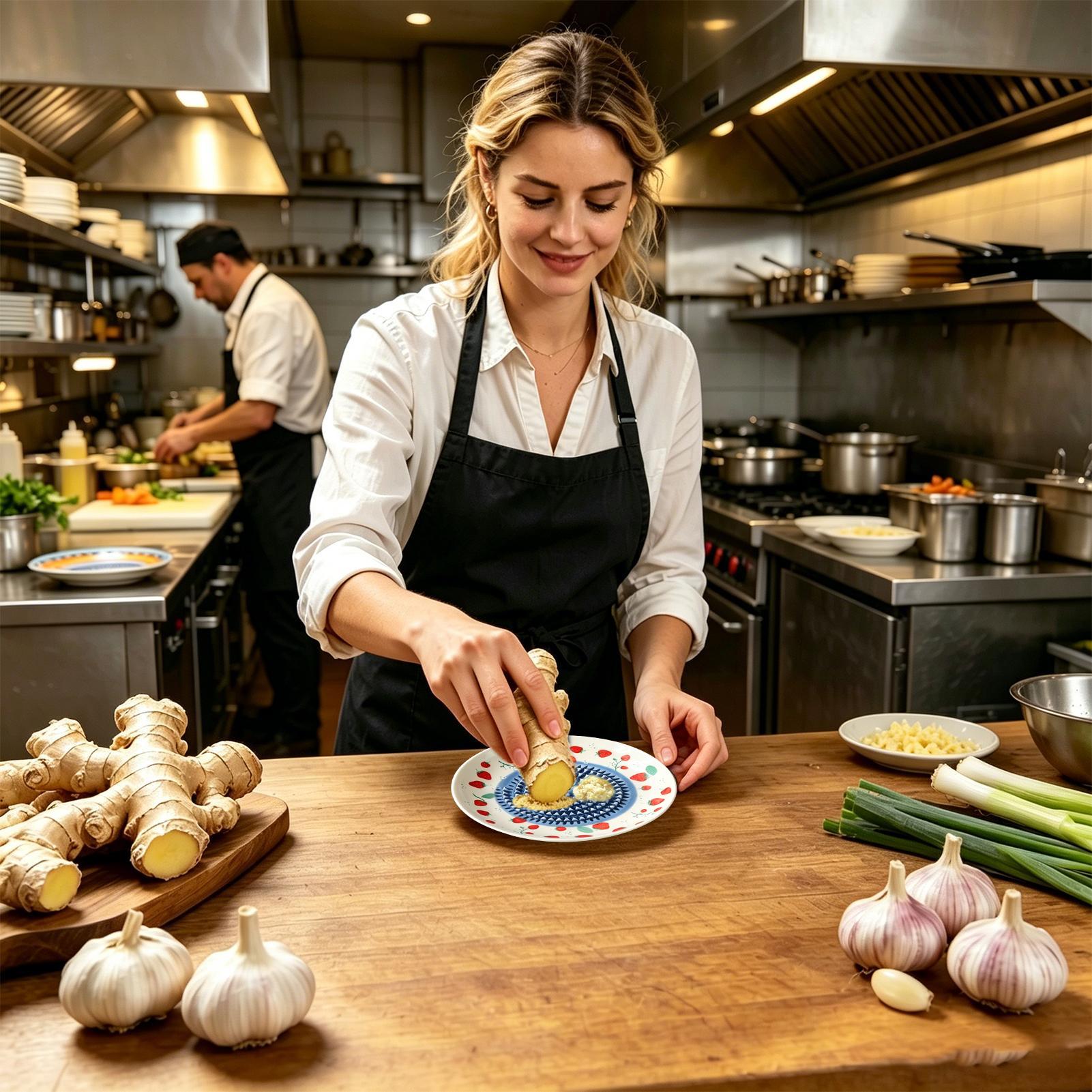 Home Cooking Help - Sarımsak Zencefil Ezici Seramik Yuvarlak Rende
