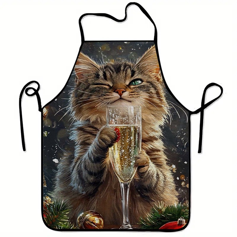 Home Cooking For Cats - Kedi Temalı Baskılı Önlük, Şık Ev