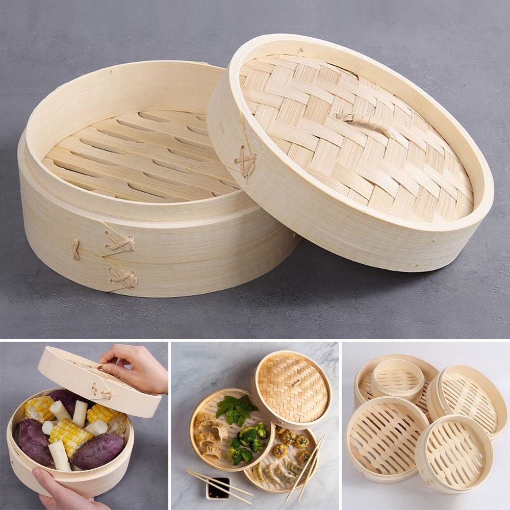 Steamer Bamboo Set - Çin Bambu Buharlı Pişirici, Dimsum Pişirme,
